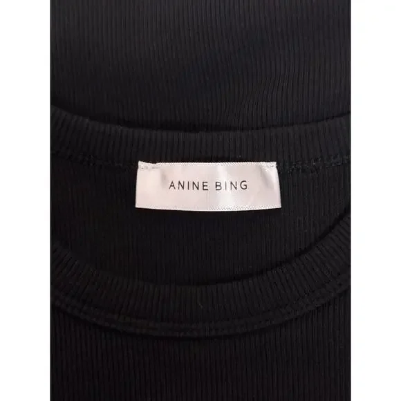 Anine Bing Top Medium Womens Black Ribbed Sleeveless Tank - Picture 8 of 10